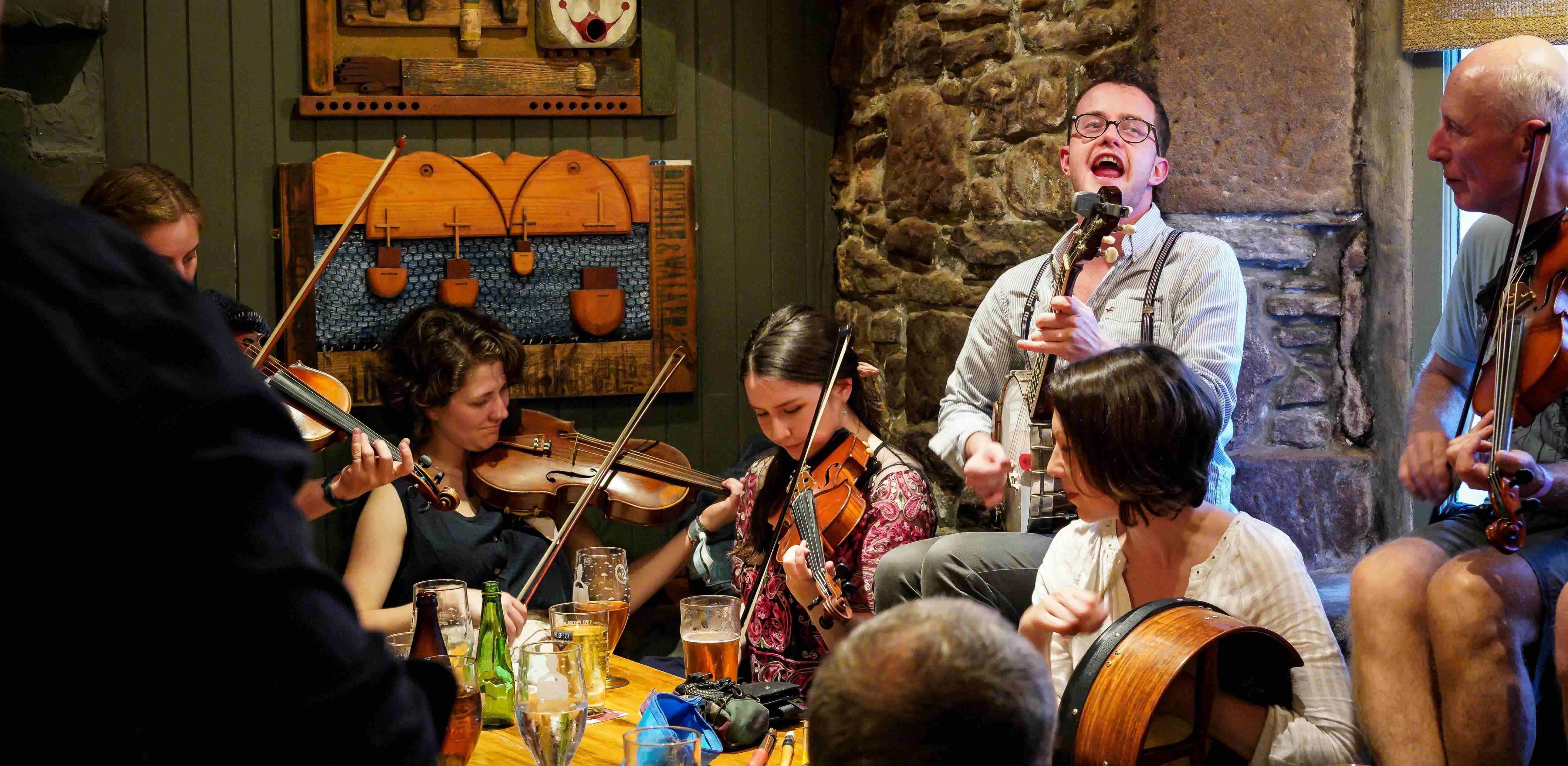People enjoying Stonehaven Folk Festival in Aberdeenshire